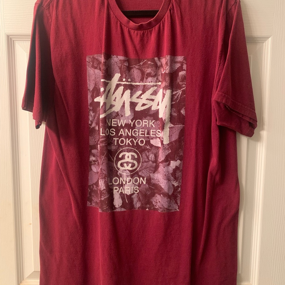 Vintage Stussy Burgundy Graphic Tee